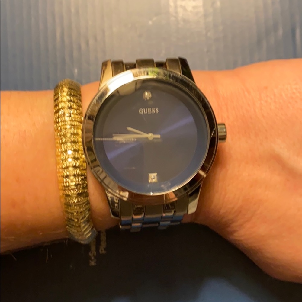 Guess diamond accent stainless steel MENS watch